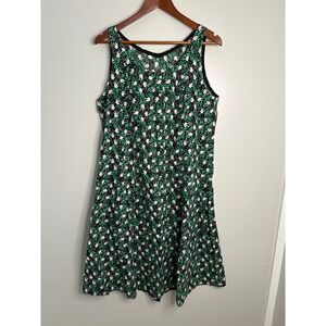 Vintage Style Holly Berry Dove Print Christmas‎ Dress Womens M Green EUC Festive
